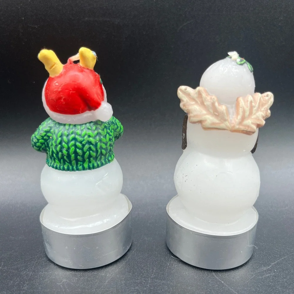 White Barn Candle Co Snowman Tea Light Candles Set of 2 Holiday Decor 3